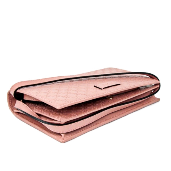 Gucci 💎 Pink Monogram Embossed Leather Crossbody Designer Convertible Wallet - Picture 5 of 7